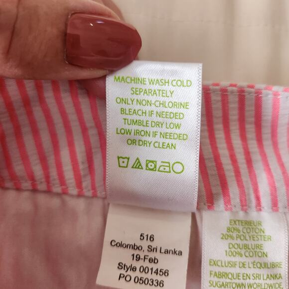 Lily Pulitzer 5" Kelly Chino Shorts, Pink & White Stripe Seersucker size 8 - Picture 6 of 8